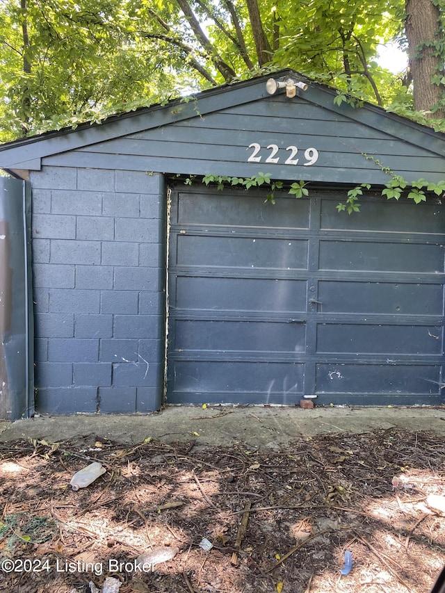 view of garage