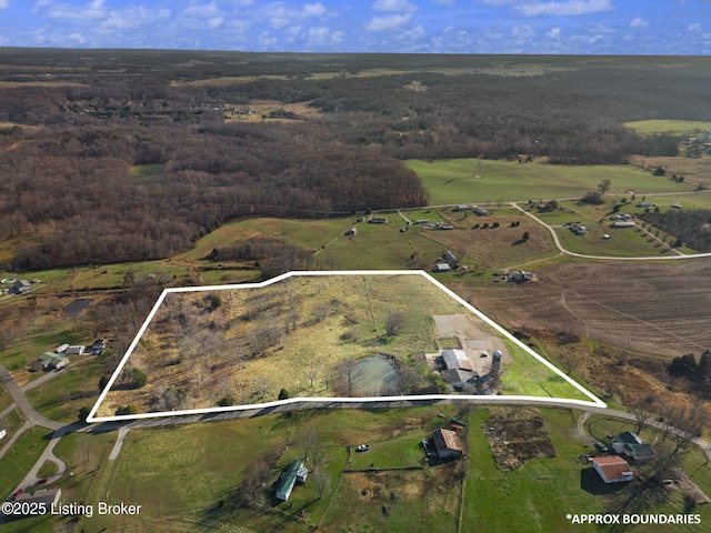 drone / aerial view featuring a rural view