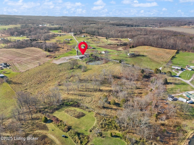 drone / aerial view featuring a rural view