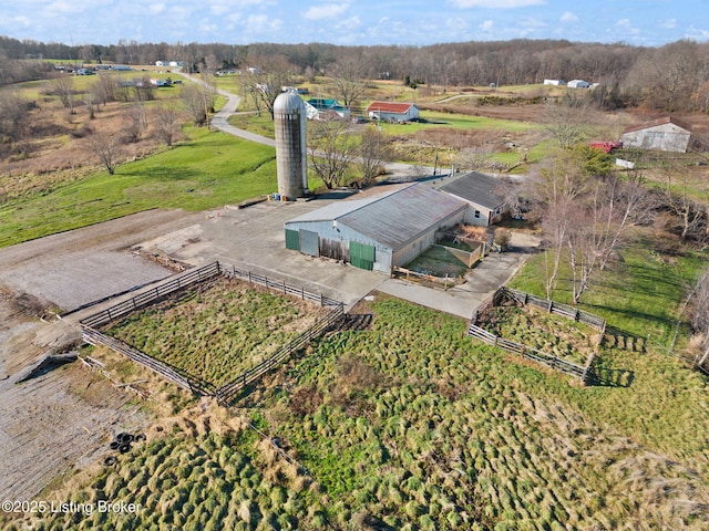 drone / aerial view featuring a rural view