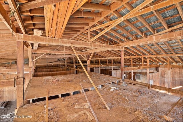 miscellaneous room featuring lofted ceiling