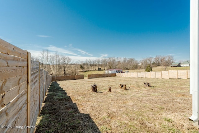 view of yard featuring a fenced backyard