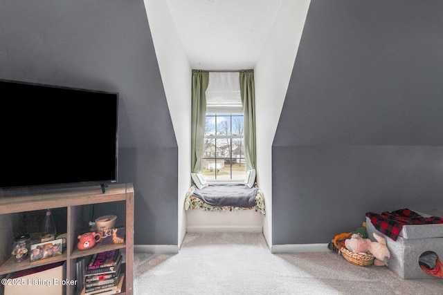 game room featuring carpet and baseboards