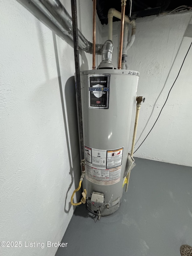 utility room with water heater