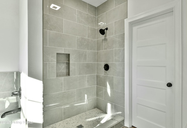 bathroom featuring a shower stall