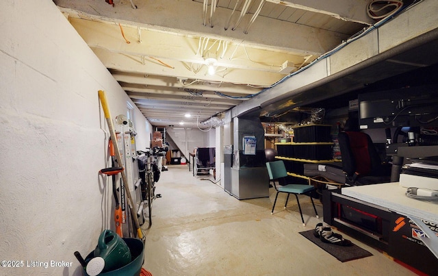 view of unfinished basement