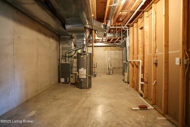 unfinished below grade area with water heater