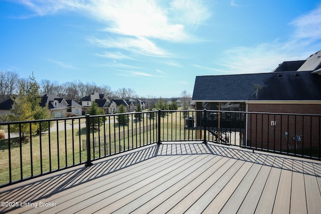 deck with a residential view