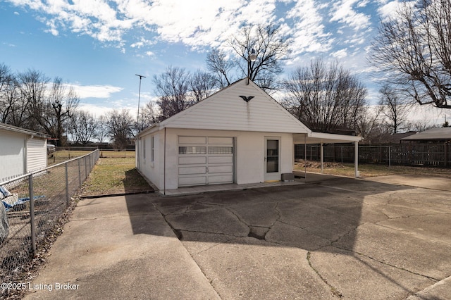 detached garage with fence