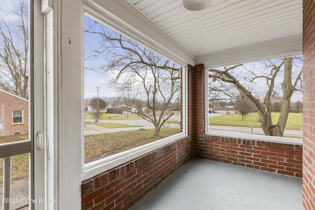 view of unfurnished sunroom