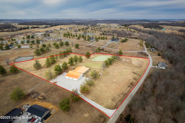 aerial view with a rural view