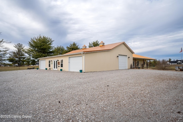 view of detached garage