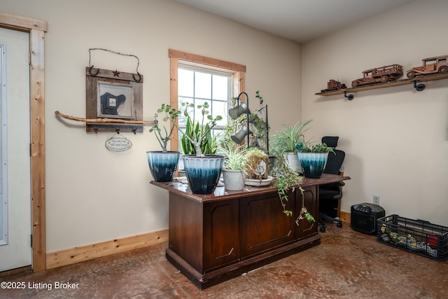 home office with baseboards