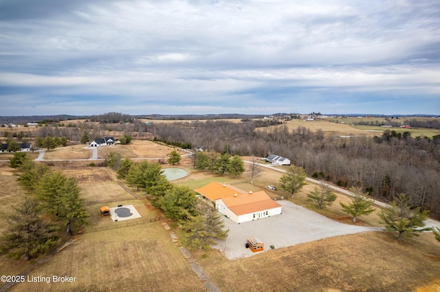 aerial view featuring a rural view