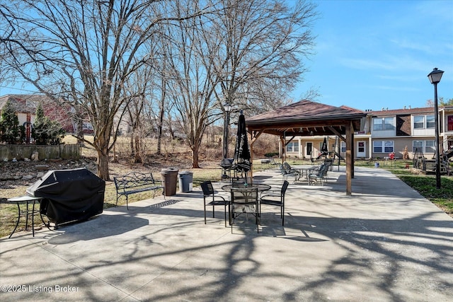 view of patio / terrace with a gazebo and area for grilling