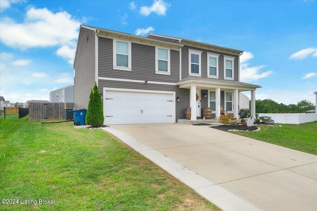 view of front of house featuring a front yard, fence, and central air condition unit