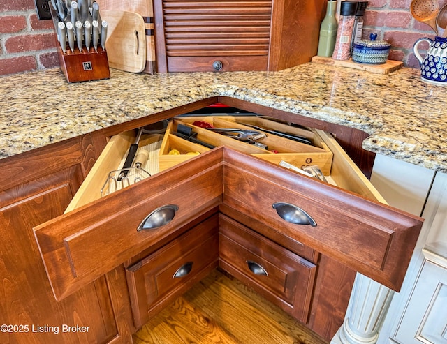 room details with light stone countertops