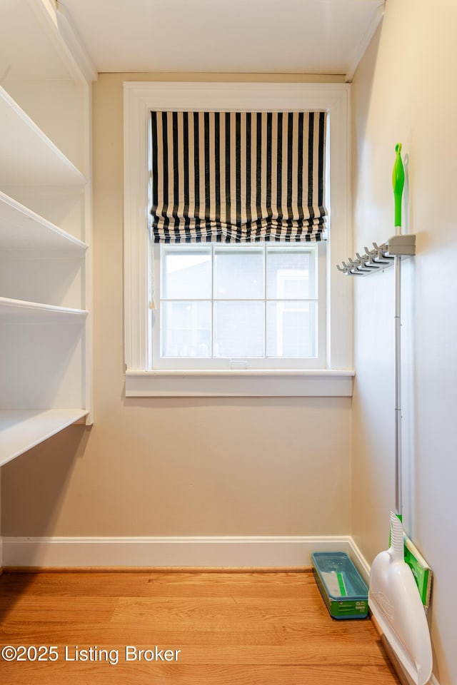 interior details with baseboards and wood finished floors