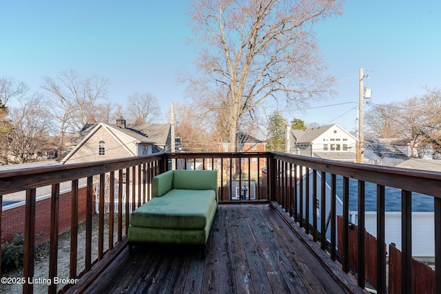 deck with a residential view