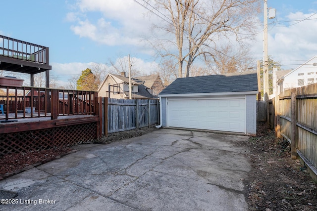 detached garage with fence