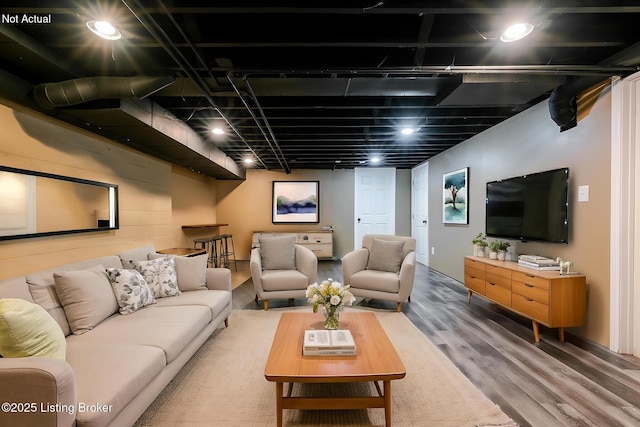 living area featuring wood finished floors