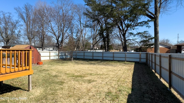 view of yard with a fenced backyard