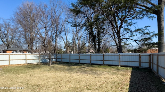 view of yard with a fenced backyard