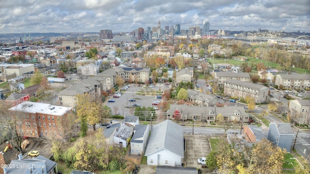 aerial view with a city view