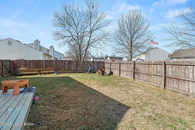 view of yard featuring a fenced backyard