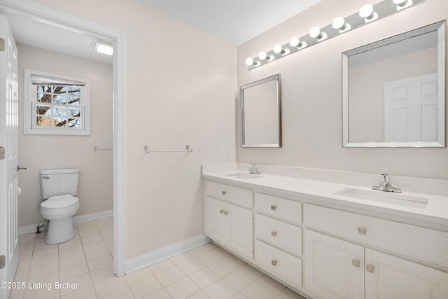 1523 Yorkshire Dr, Elizabethtown, KY 42701 - full bathroom with toilet, tile patterned flooring, double vanity, and a sink