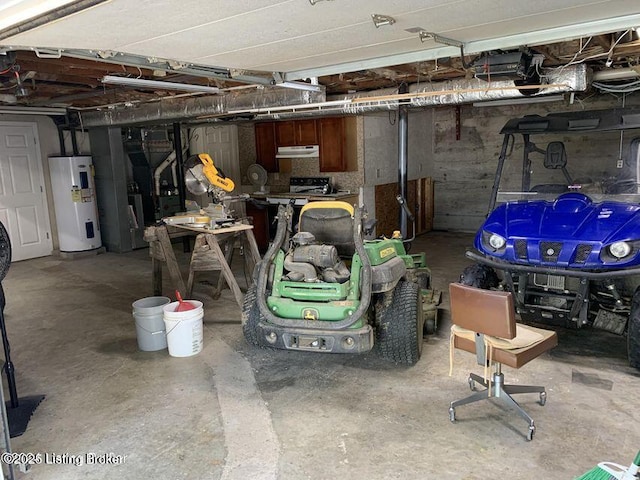 garage with water heater