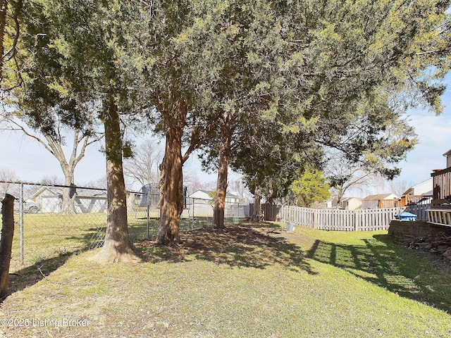 view of yard featuring a fenced backyard