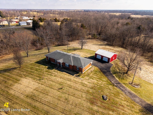 aerial view featuring a rural view