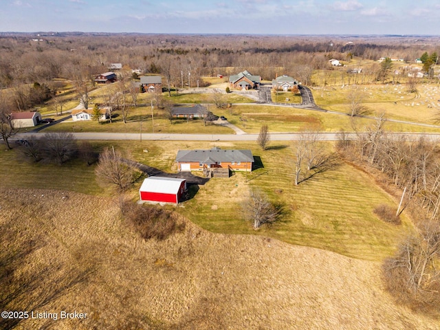 aerial view featuring a rural view