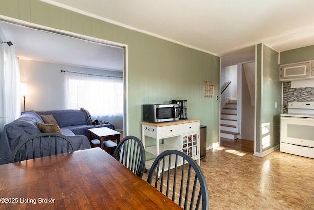 dining space with stairway