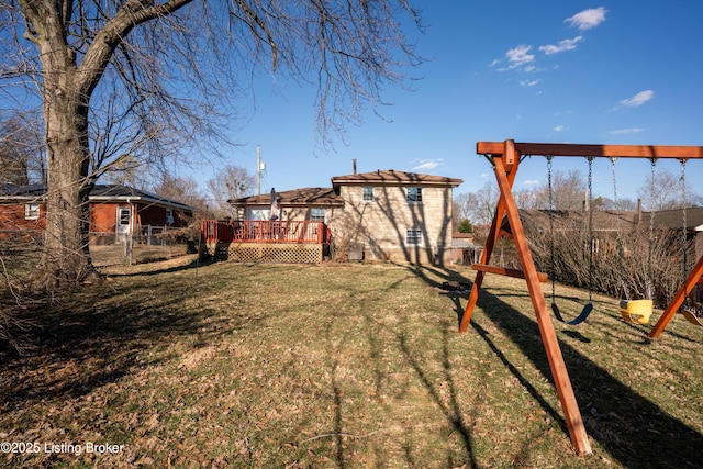 view of yard featuring a deck