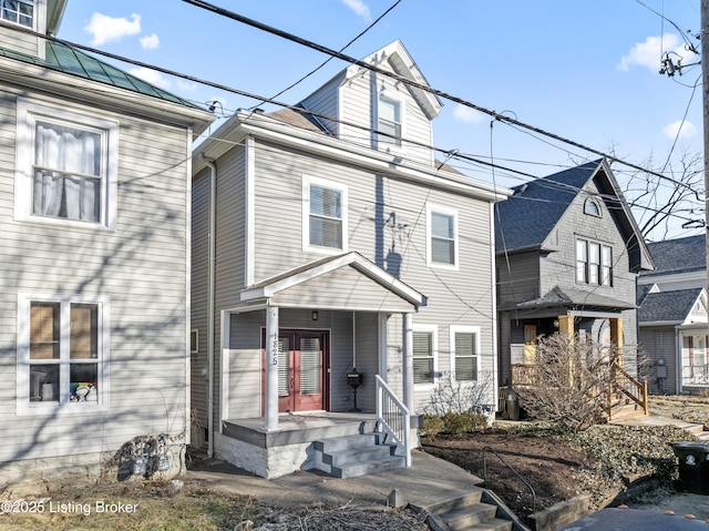 view of front of property featuring covered porch