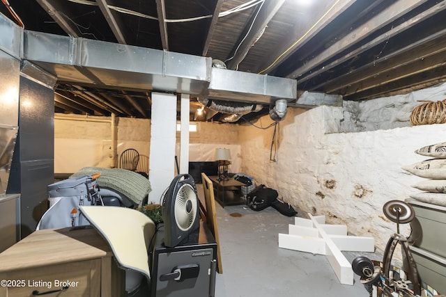 view of unfinished basement