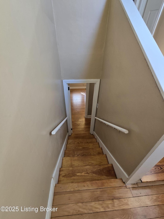 staircase featuring wood finished floors