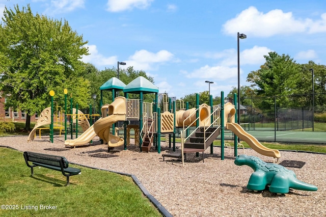 communal playground with fence