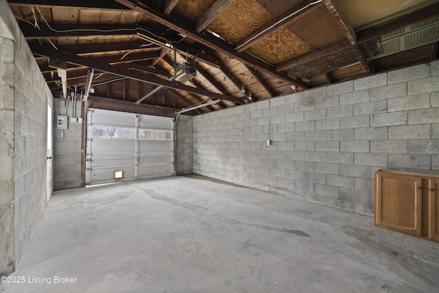 garage with a garage door opener