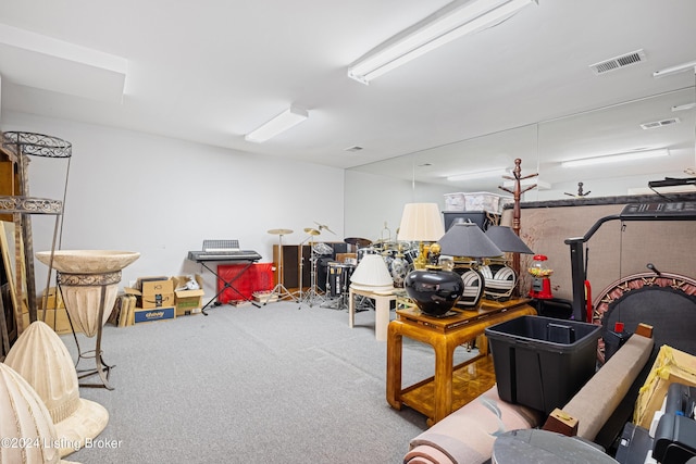 game room featuring carpet and visible vents