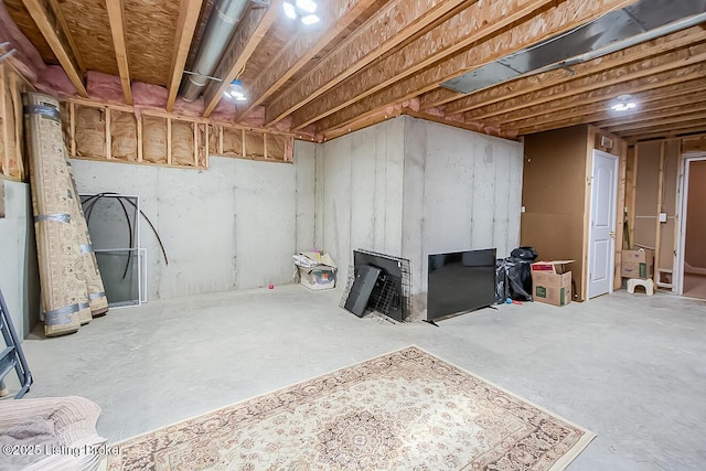 view of unfinished basement