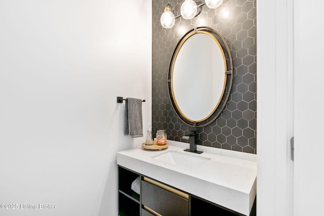 bathroom with backsplash and vanity