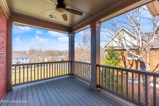 deck with a ceiling fan