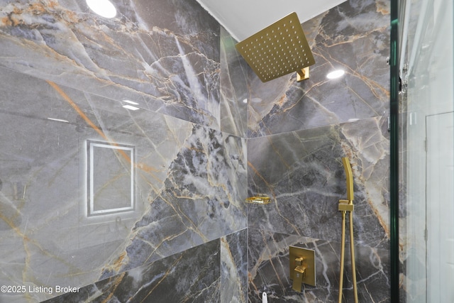 details with a marble finish shower