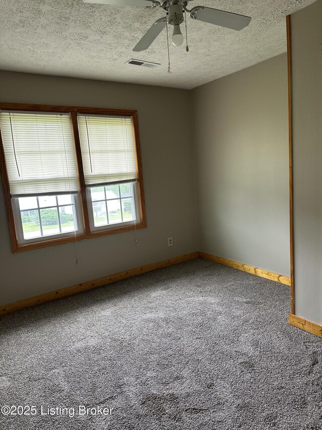 1683 Anneta Rd, Leitchfield, KY 42754 - spare room with carpet floors, baseboards, a ceiling fan, and a textured ceiling