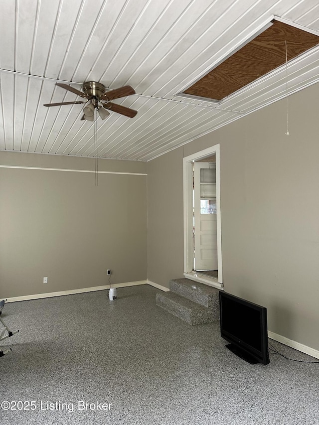 1683 Anneta Rd, Leitchfield, KY 42754 - empty room featuring a ceiling fan, baseboards, and wood ceiling