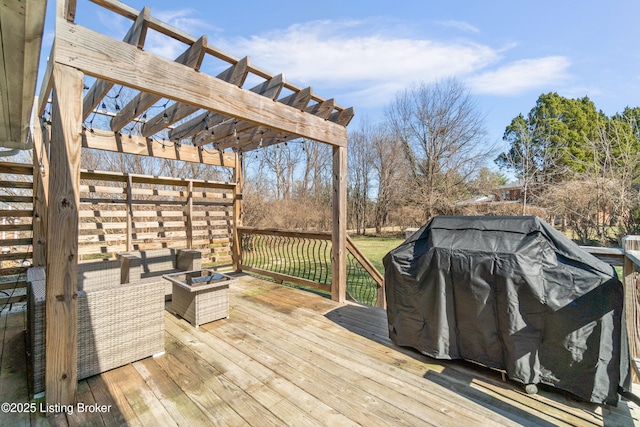 wooden terrace with a pergola