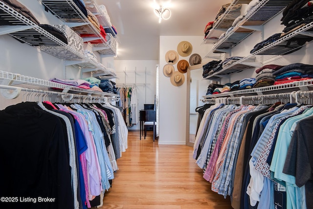 spacious closet with light wood finished floors